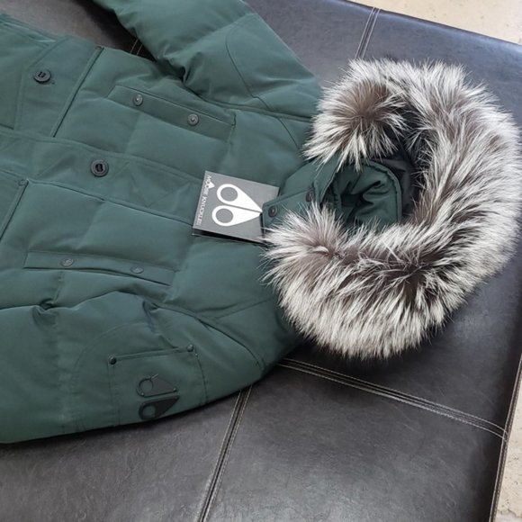 Moose Knuckles Round Island Blue Frost Fox Fur-Trim Down Jacket - Picture 8 of 10